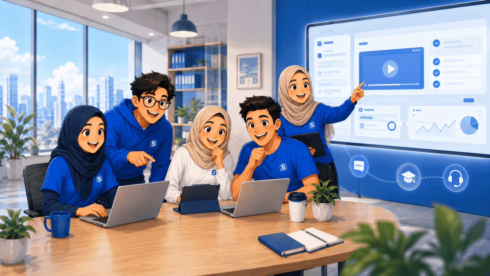 Tim biro umrah belajar bersama di Stepy Chat Academy